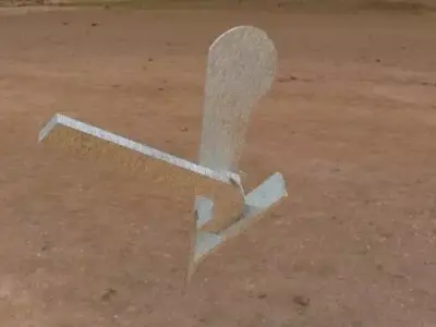 plow metal pole in middle of dirt field Free 3D model