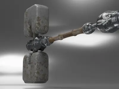 Stone medieval hammer covered with metal and patterns Free 3D model