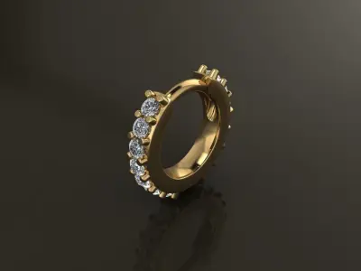 Earring Double Side Diamond Hoop Small Small 7mm Inside Diameter 3D print model
