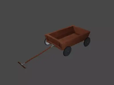 Little Wooden Wagon with Pins and Screws 3D model