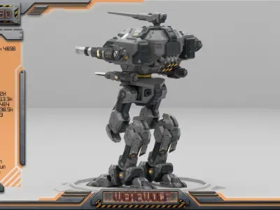 Werewolf BattleMech Low-poly 3D model