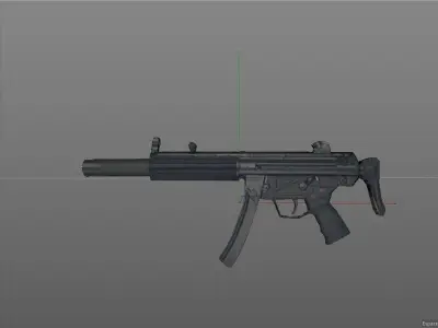 HK5-Silenced gun Free 3D model