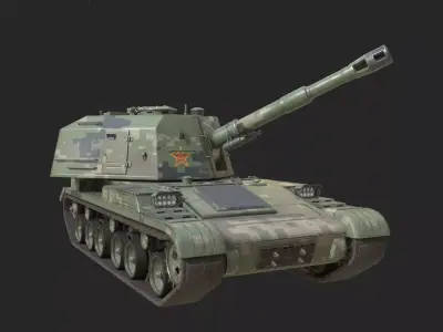 4 coatings of PLA Army PLZ83 152mm self-propelled howitzer Low-poly 3D model
