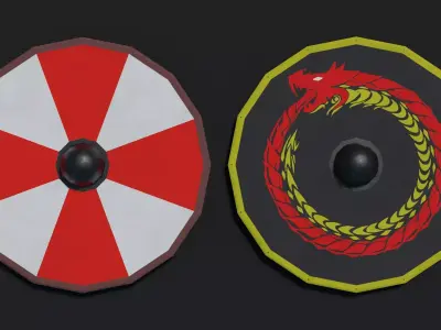 Viking Shield Low-poly 3D model 21