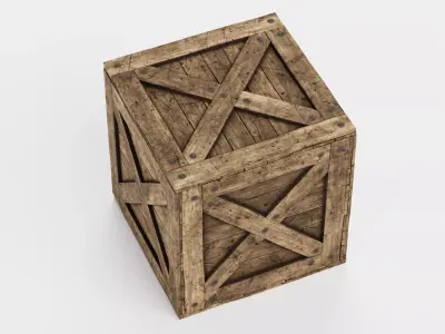 Wooden Crate V6 - Weathered Storage Box 3D model