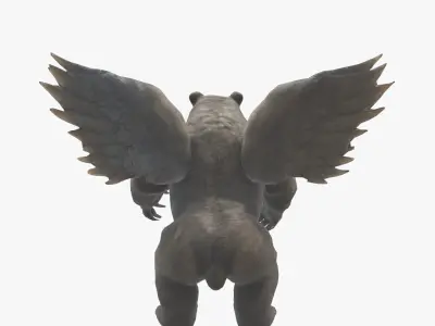 Ferocious Winged Bear Modello 3D Creature Mitologica Low-poly 3D model