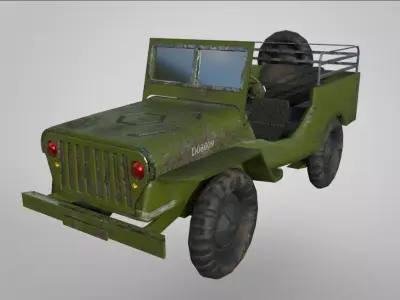 Military Jeep Low Poly Model  Low-poly 3D model
