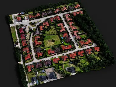 small town buildings area drone PBR photogrammetry FREE Free low-poly 3D model