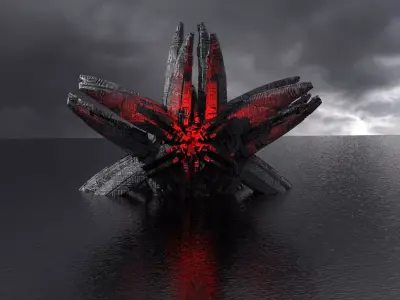 Dark Star Flower Ship design Kitbash 3  Low-poly 3D model