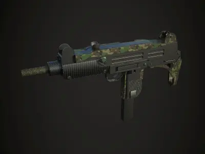Submachine Gun UZI  SMG Green Military Low-poly 3D model