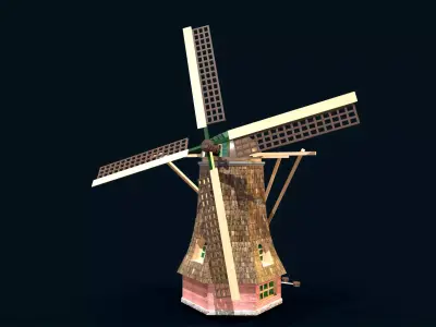 Holland Wind turbines Low-poly 3D model