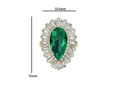 Pear Art Deco Ring 3D print model 12