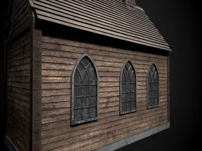 Church wooden Low-poly 3D model