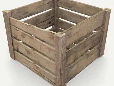 Wooden crate Low-poly 3D model 3