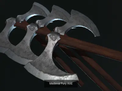 Collection of Viking weapons ax and shield 3D Model Pack