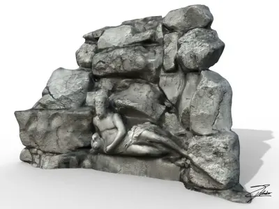 Statue 6 of jesus in rock Low-poly 3D model
