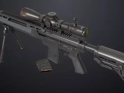 Sniper Rifle 06 Black Generic All PBR Unity UE Textures Low-poly 3D model