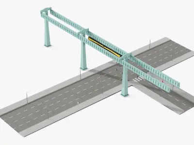 Urban Suspended Monorail and Highway  purchase 3D model