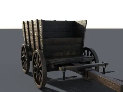 wagon medieval Low-poly 3D model