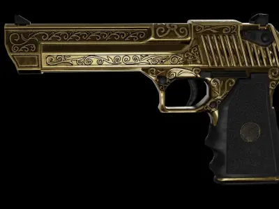 Golden Desert Eagle Low-poly 3D model