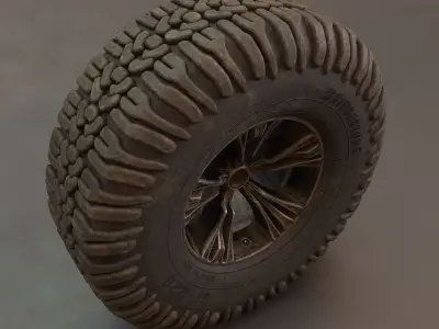 Off-road tire and wheel Free 3D model