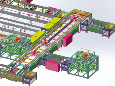 Car delivery final assembly line 3D model