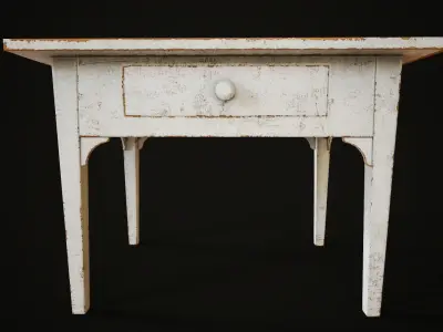 Old vintage painted table with a drawer  Low-poly 3D model