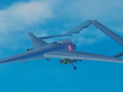 bayraktar PBR low-poly drone flying in sky Free low-poly 3D model