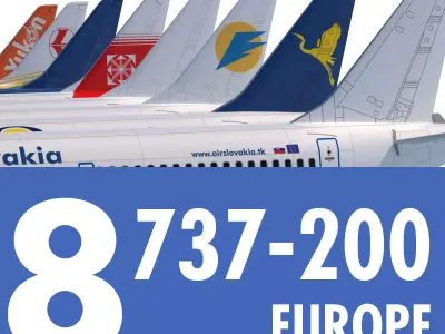 737 200 Collection Eight Europe Airlines 3D model