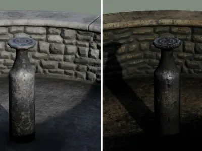 Old Garden Fountain water dirty stones Low-poly 3D model