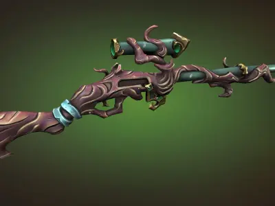 Wooden sniper rifle Low-poly 3D model