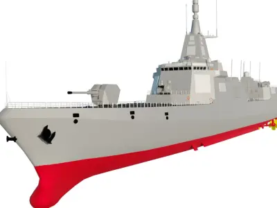 Chinese navy Type 055 nanchang Destroyer Low-poly 3D model