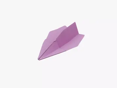 Paper Plane Pink Low-poly 3D model
