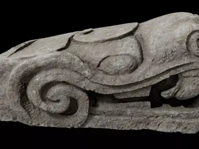 PreColumbian Serpent Carving Statue 3D model