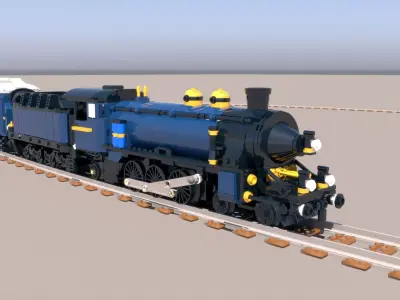 Animated LEGO train Cinema 4D 2024 3D model