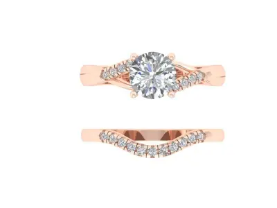 Solitair Ring Bridal Set 3D print model 32