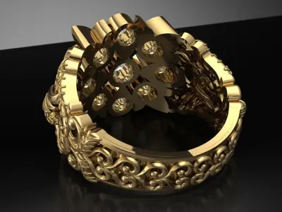 Antique Gents Men Ring  Peacock  3D print model