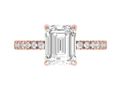 Emerald Solitaire Ring With Side Stone 3D print model