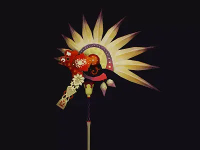 Magical Staff Magic Stick Fantasy Wand Axe Fan Game Item Low-poly 3D model