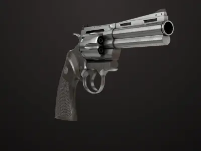 Revolver 05 Medium Silver All PBR Unity UE Textures Low-poly 3D model