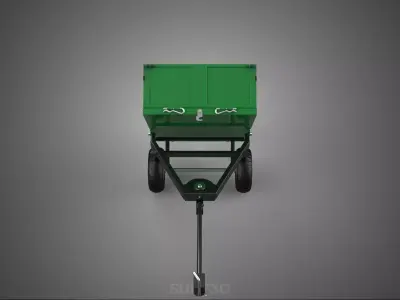 GREEN YELLOW TIPPING GARDEN TRAILER DUMP LAWN TRACTOR RIDE MOWER 3D model