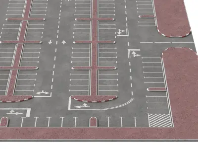 Urban Parking Lot with Directional Markings New 3D model