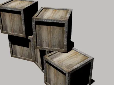 wooden box Low-poly 3D model 2