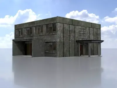 Old military barrack version 1 ruin 8 Low-poly 3D model