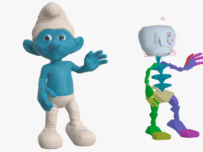  Cartoon Smurf with Fur Rigged 