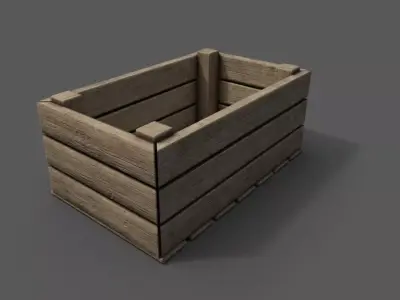 Wooden crate Low-poly 3D model 8