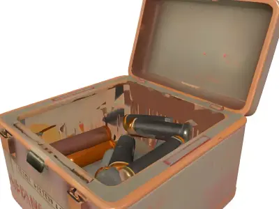 Military Ammo Crate with Bullets Low-poly 3D model