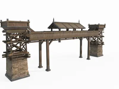 East Asian Ancient Architecture Gate 3D model