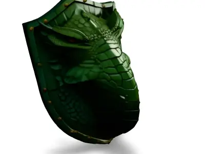 Green Dragon Shield LowPoly Game Asset Low-poly 3D model