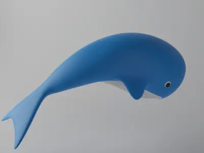 Cartoon Whale Low-poly 3D model purchase